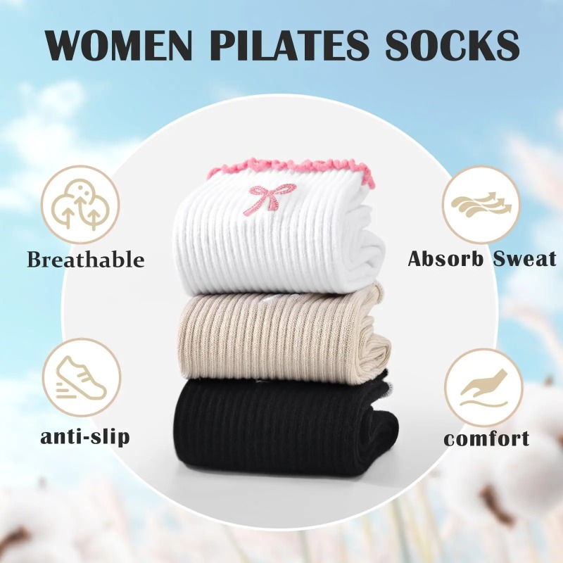 Fitness Yoga Pilates - Профессиональные носки для йоги, хлопковые с